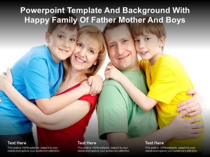 Powerpoint template and background with happy family of father mother and boys