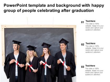 Powerpoint template and background with happy group of people celebrating after graduation