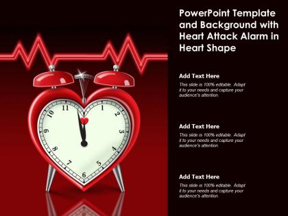 Powerpoint template and background with heart attack alarm in heart shape
