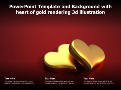 Powerpoint template and background with heart of gold rendering 3d illustration