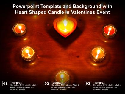 Powerpoint template and background with heart shaped candle in valentines event