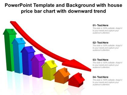 Powerpoint template and background with house price bar chart with downward trend