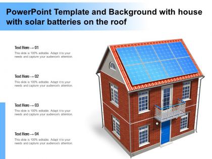 Powerpoint template and background with house with solar batteries on the roof