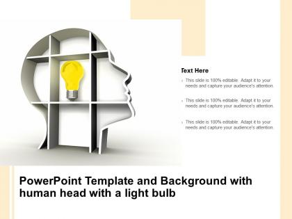 Powerpoint template and background with human head with a light bulb