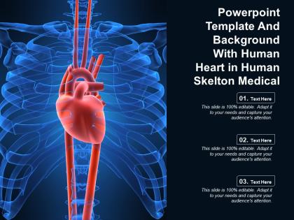 Powerpoint template and background with human heart in human skelton medical