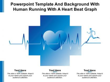 Powerpoint template and background with human running with a heart beat graph