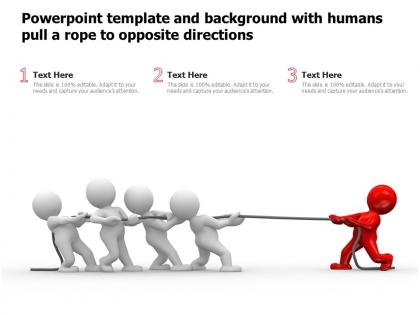 Powerpoint template and background with humans pull a rope to opposite directions