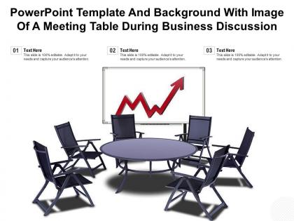 Powerpoint template and background with image of a meeting table during business discussion