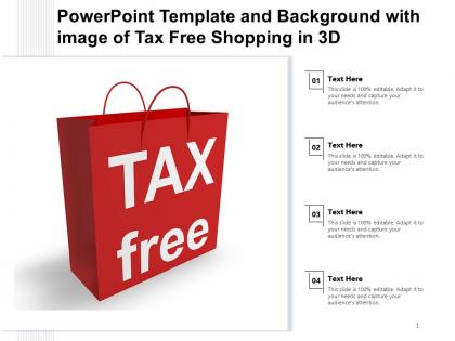Powerpoint template and background with image of tax free shopping in 3d