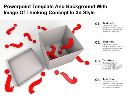 Powerpoint template and background with image of thinking concept in 3d style