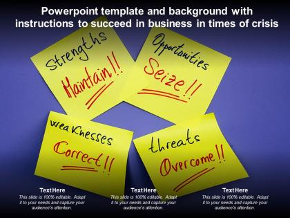 Powerpoint template and background with instructions to succeed in business in times of crisis