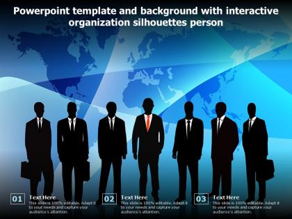 Powerpoint template and background with interactive organization silhouettes person