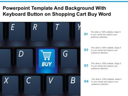 Powerpoint template and background with keyboard button on shopping cart buy word