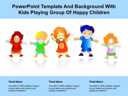 Powerpoint template and background with kids playing group of happy children