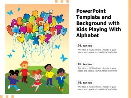 Powerpoint template and background with kids playing with alphabet