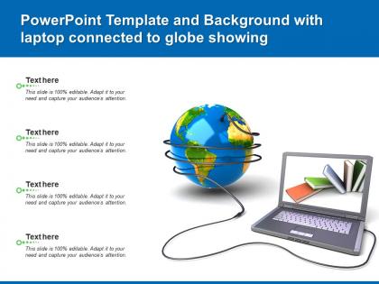 Powerpoint template and background with laptop connected to globe showing