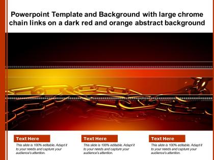 Powerpoint template and background with large chrome chain links on a dark red and orange abstract