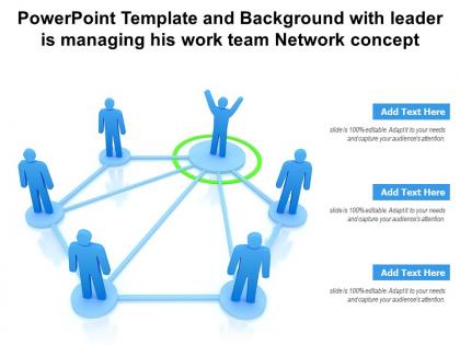 Powerpoint template and background with leader is managing his work team network concept