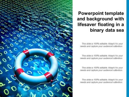 Powerpoint template and background with lifesaver floating in a binary data sea