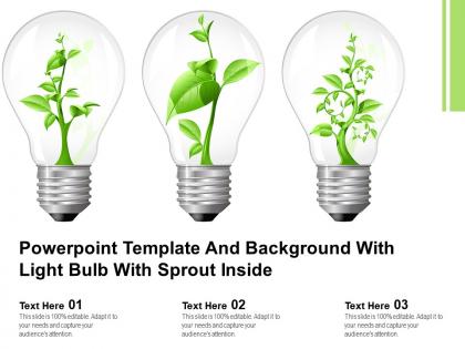 Powerpoint template and background with light bulb with sprout inside