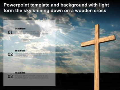 Powerpoint template and background with light form the sky shining down on a wooden cross