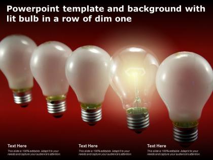 Powerpoint template and background with lit bulb in a row of dim one