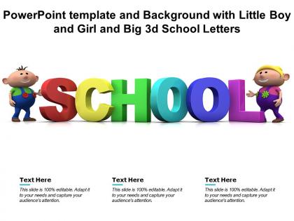 Powerpoint template and background with little boy and girl and big 3d school letters