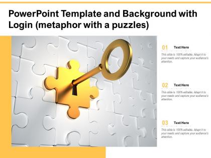 Powerpoint template and background with login metaphor with a puzzles