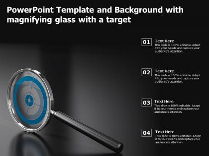 Powerpoint template and background with magnifying glass with a target