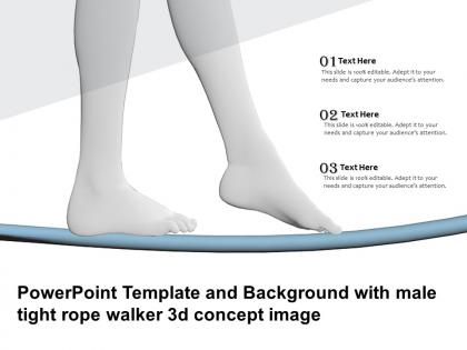 Powerpoint template and background with male tight rope walker 3d concept image