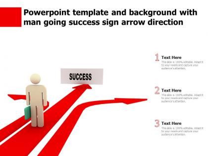 Powerpoint template and background with man going success sign arrow direction