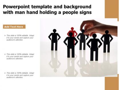 Powerpoint template and background with man hand holding a people signs