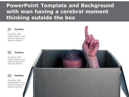 Powerpoint template and background with man having a cerebral moment thinking outside the box
