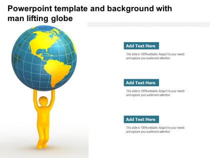 Powerpoint template and background with man lifting globe