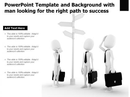 Powerpoint template and background with man looking for the right path to success