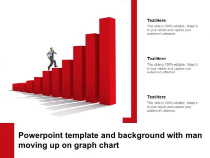 Powerpoint template and background with man moving up on graph chart