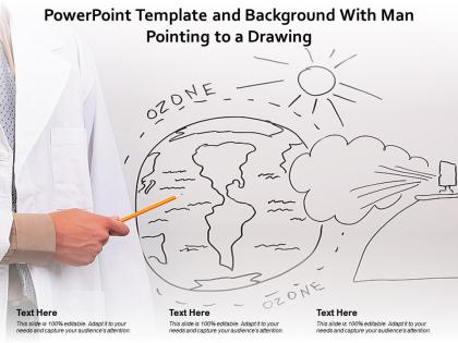 Powerpoint template and background with man pointing to a drawing