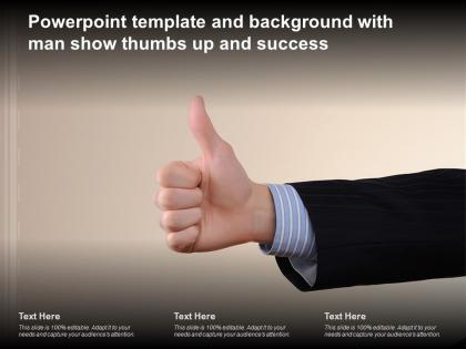 Powerpoint template and background with man show thumbs up and success