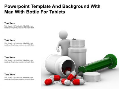 Powerpoint template and background with man with bottle for tablets