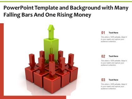 Powerpoint template and background with many falling bars and one rising money