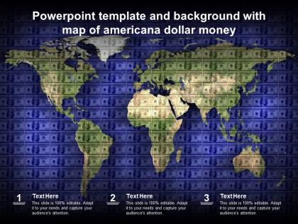 Powerpoint template and background with map of americana dollar money