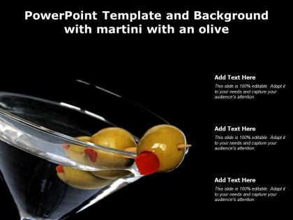 Powerpoint template and background with martini with an olive
