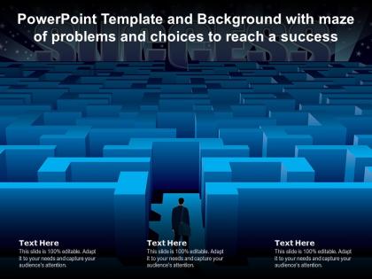Powerpoint template and background with maze of problems and choices to reach a success