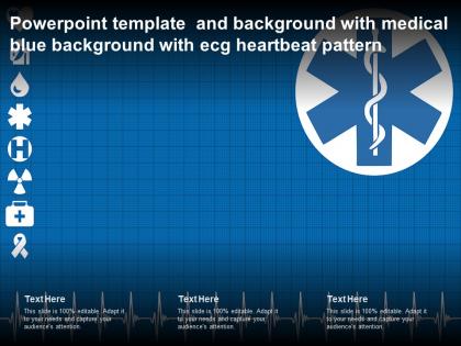 Powerpoint template and background with medical blue background with ecg heartbeat pattern