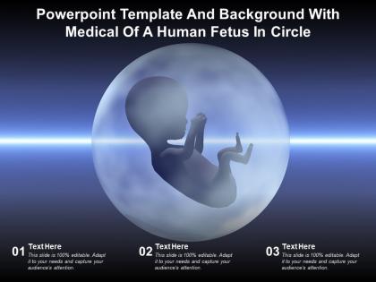 Powerpoint template and background with medical of a human fetus in circle
