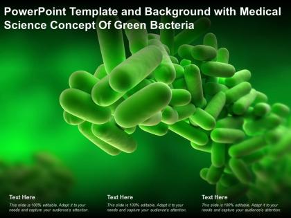 Powerpoint template and background with medical science concept of green bacteria
