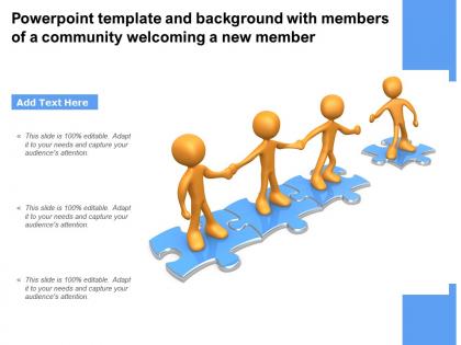 Powerpoint template and background with members of a community welcoming a new member