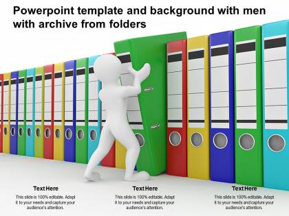Powerpoint template and background with men with archive from folders