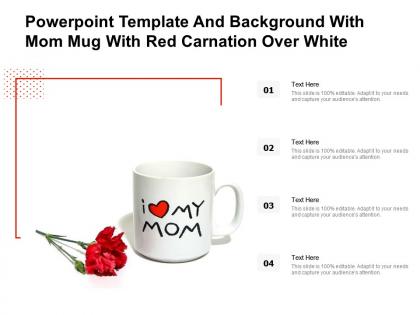 Powerpoint template and background with mom mug with red carnation over white