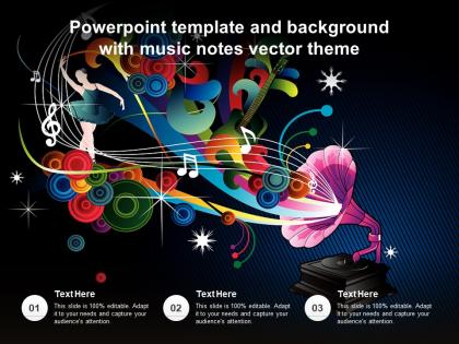 Powerpoint template and background with music notes vector theme